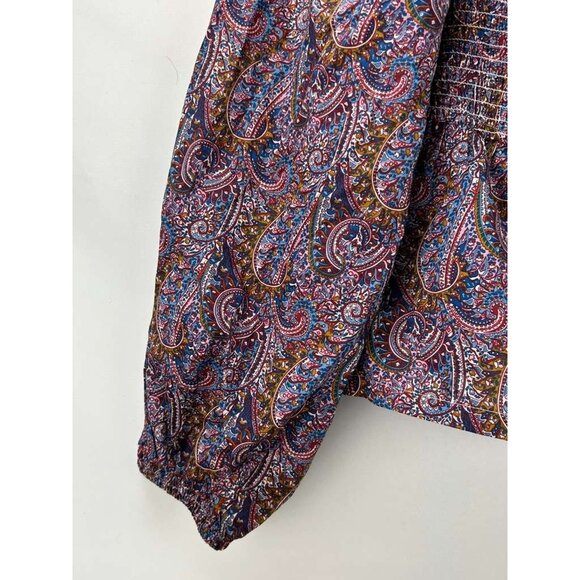 NWT J Crew Liberty Women's XXL Puff Sleeve Smocked Top Paisley Boho Blouse - Picture 15 of 15